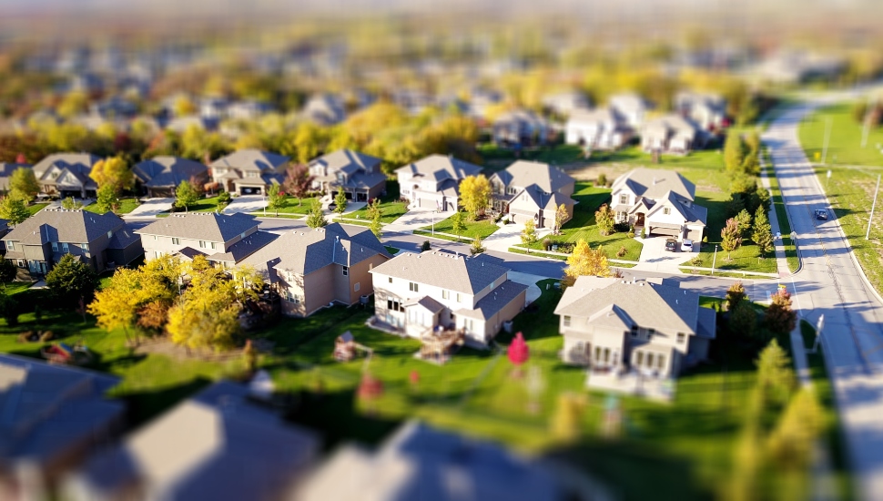 Looking Down on A suburban Neighborhood