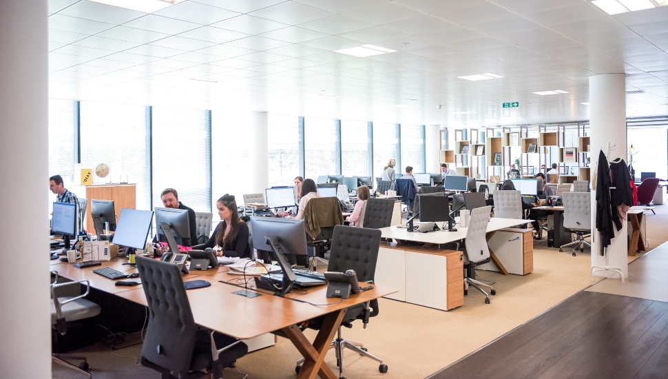 People working in a busy office