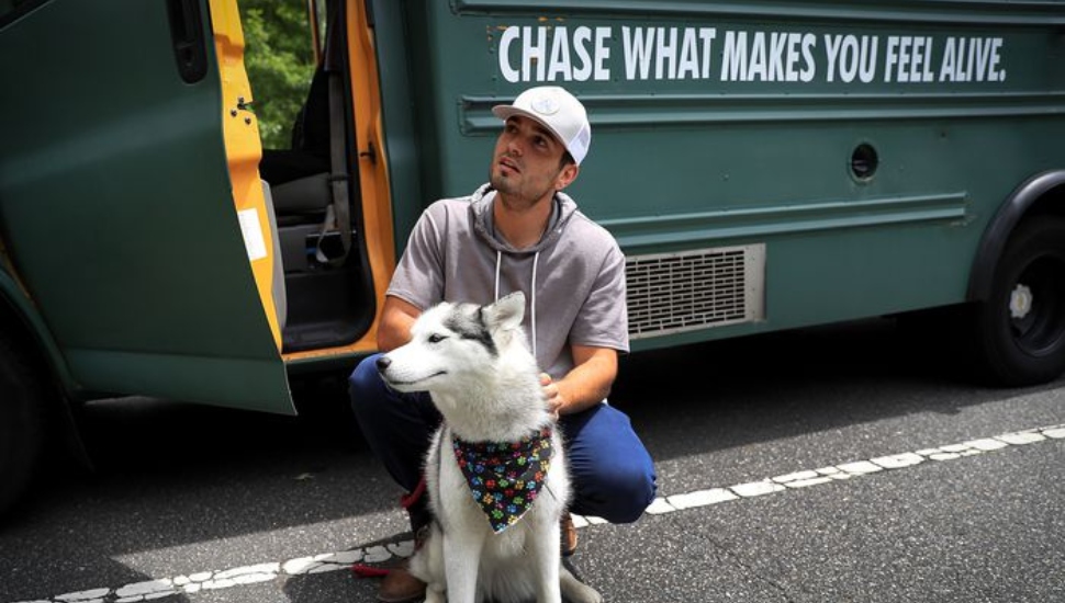 Michael Burlotos work at home on the road
