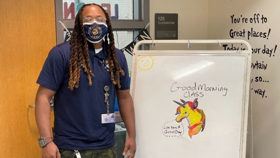 Juma Jones, custodian-artist, New Hope-Solebury Upper Elementary School