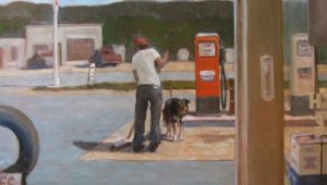 Artist-painter Robert Beck's oil on panel "Dog Day" (2012)