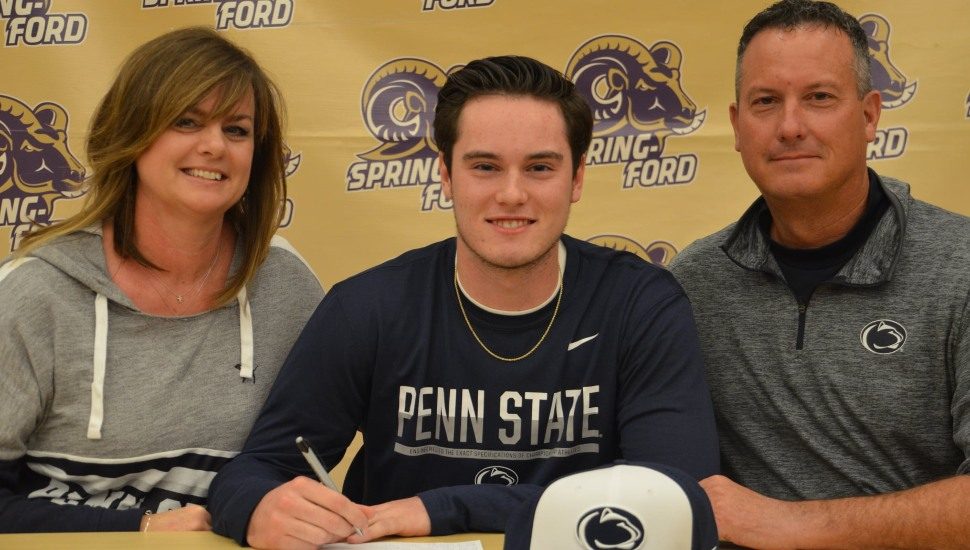 Conor Larkin Spring-Ford Area School District signs w Blue Jays