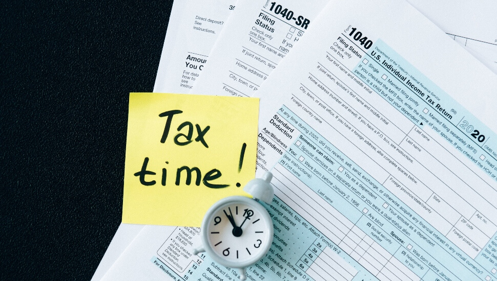 Clock with tax forms