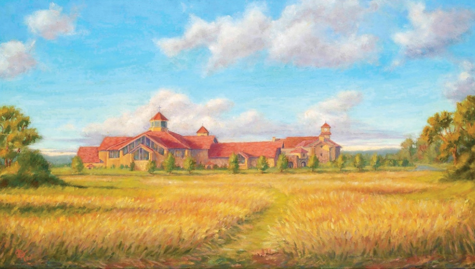 church in a field