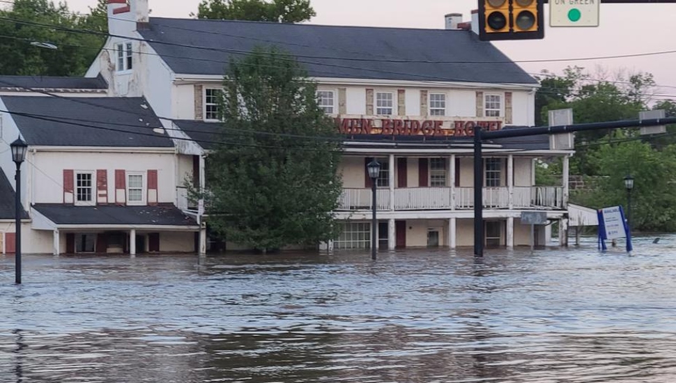 flooded building