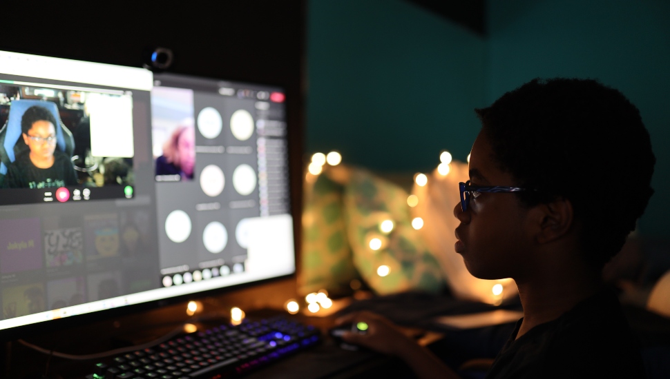 student at a computer