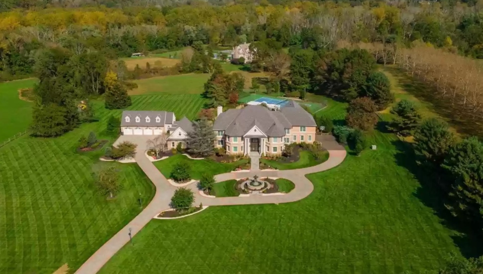 large house on large lawn