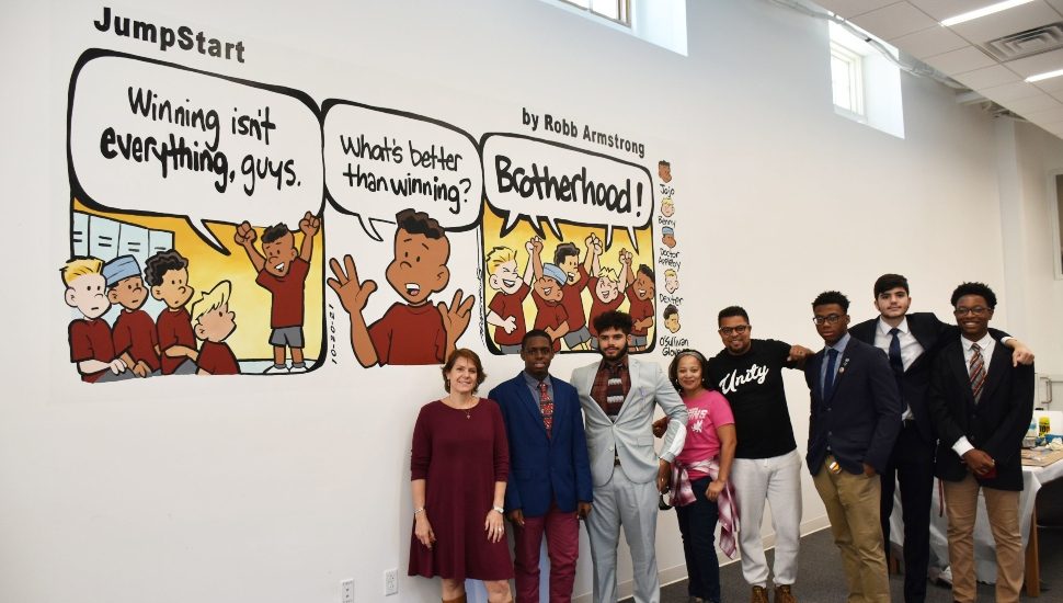 students cartoonist mural