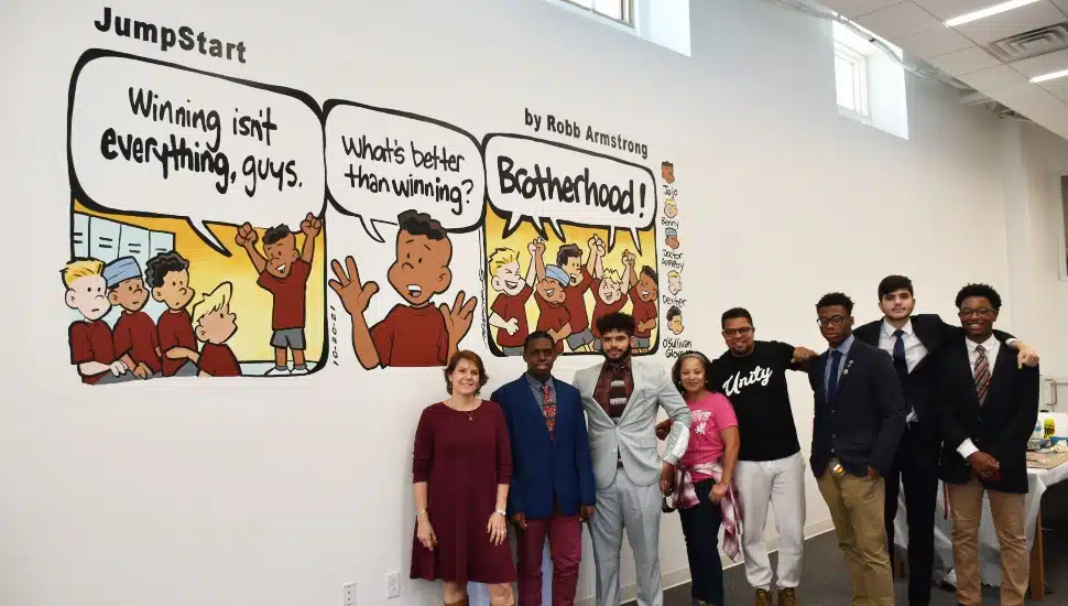 students cartoonist mural