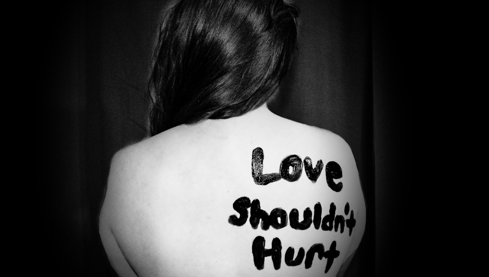 woman with writing on her back