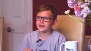 boy in t-shirt and glasses