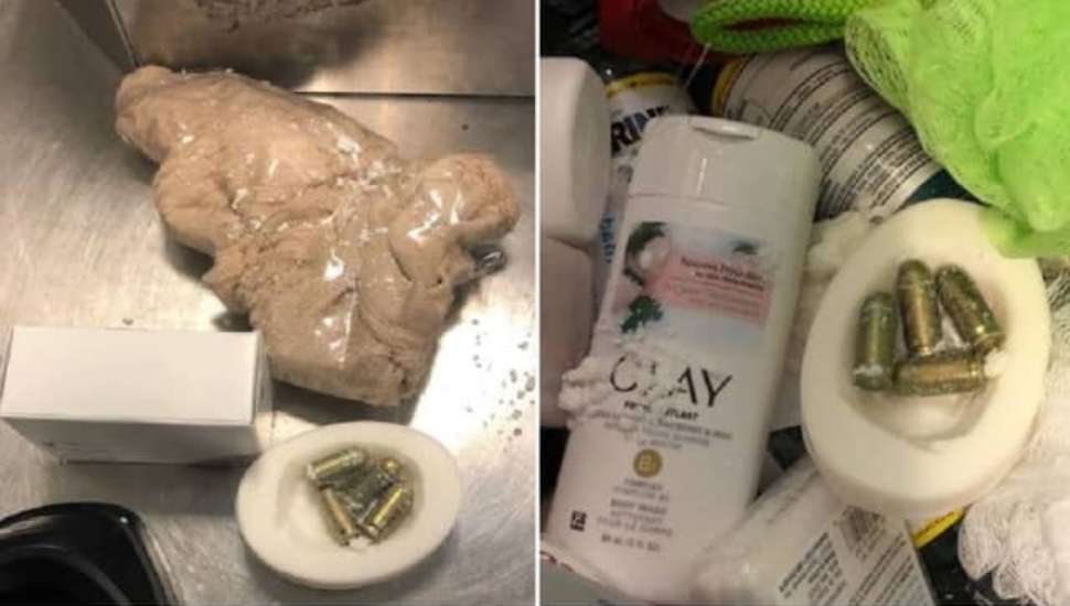 Gun and bullets concealed in a hollowed out bar of soap.