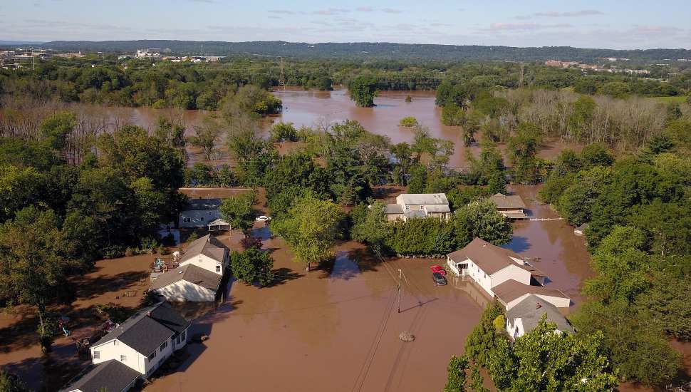 houses in floodwater