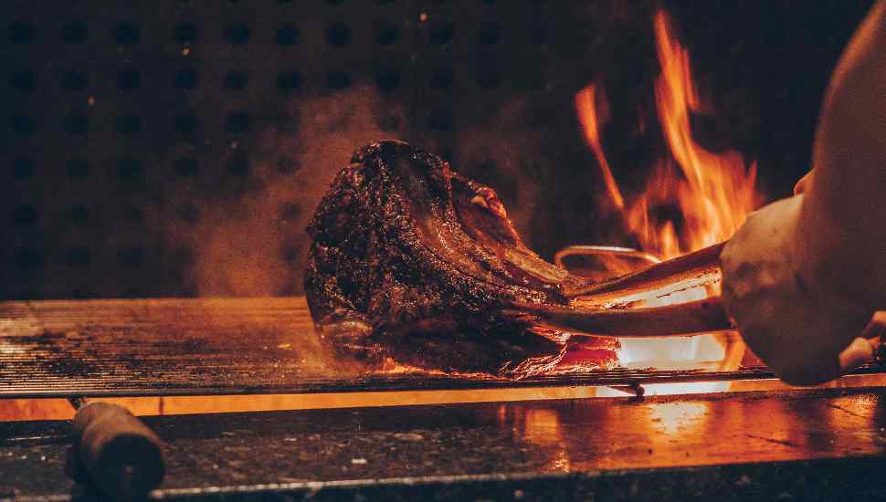 meat on a fire