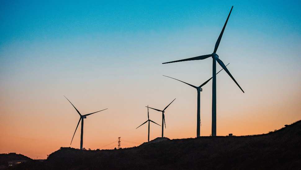 turbines at sunset