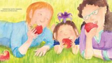 family eating apples