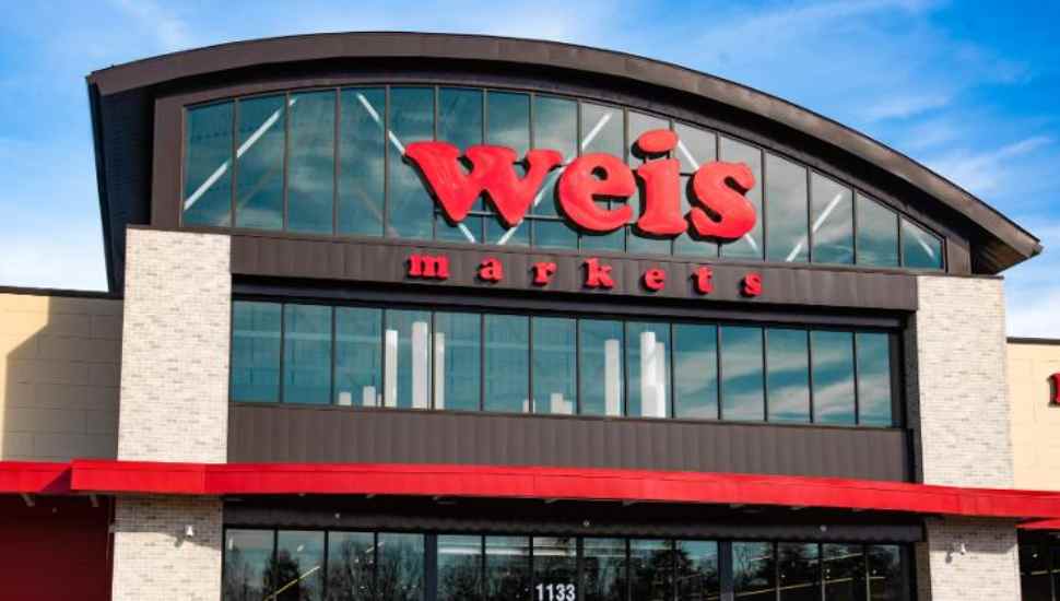 grocery store with red sign