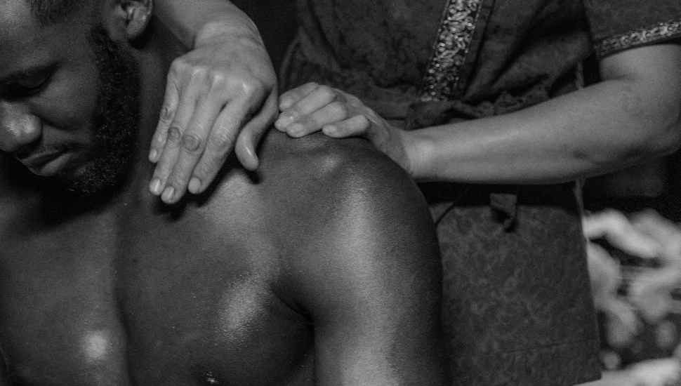 man with woman's hand
