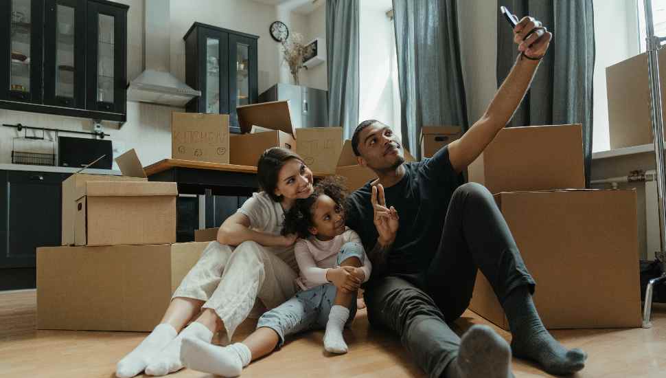 family with boxes
