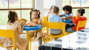 kids eating at tables