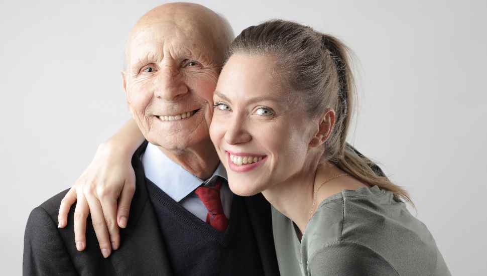 woman hugging man
