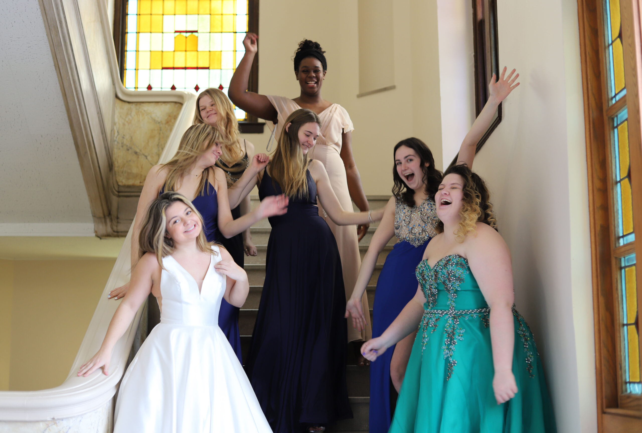 girls in prom dresses