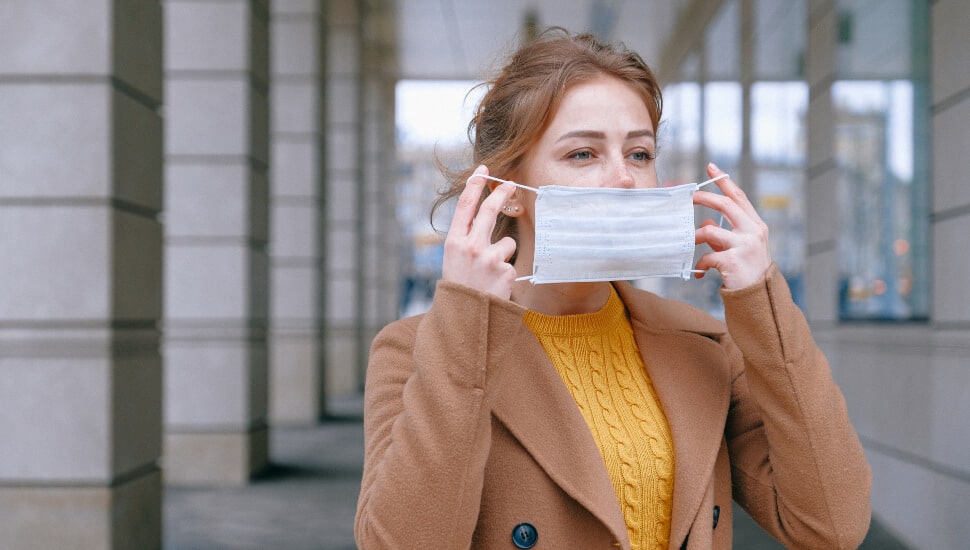 Woman with a facemask