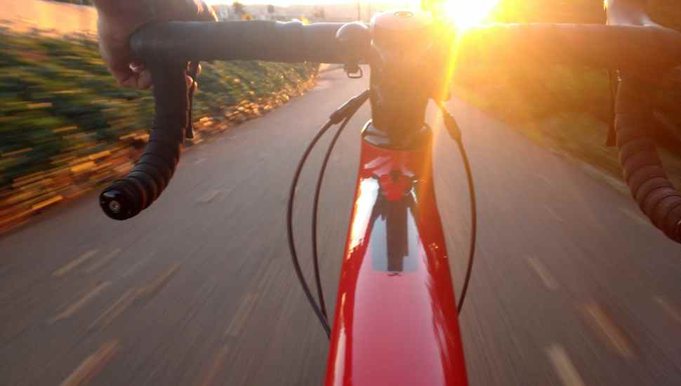 cyclist at sunset