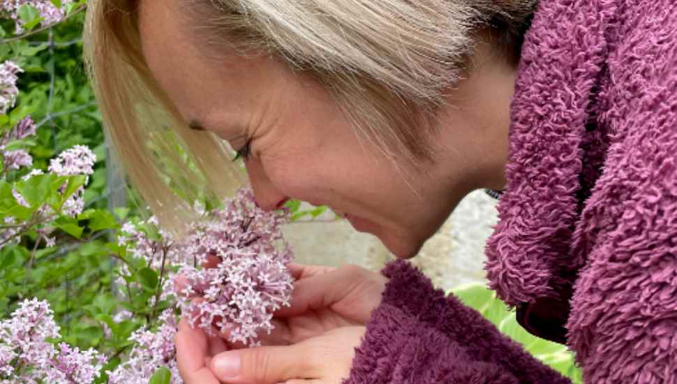 woman with flowers