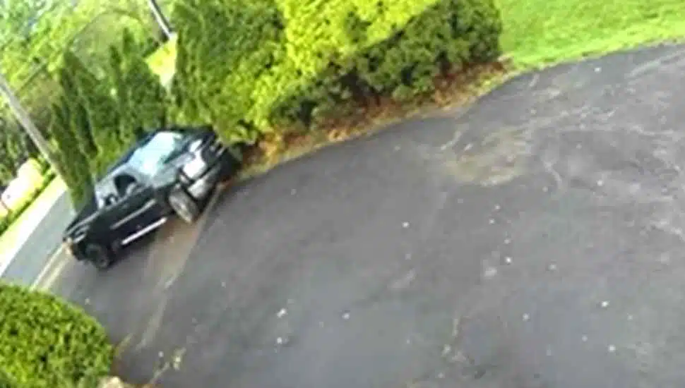 black truck in driveway