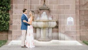 couple near fountain
