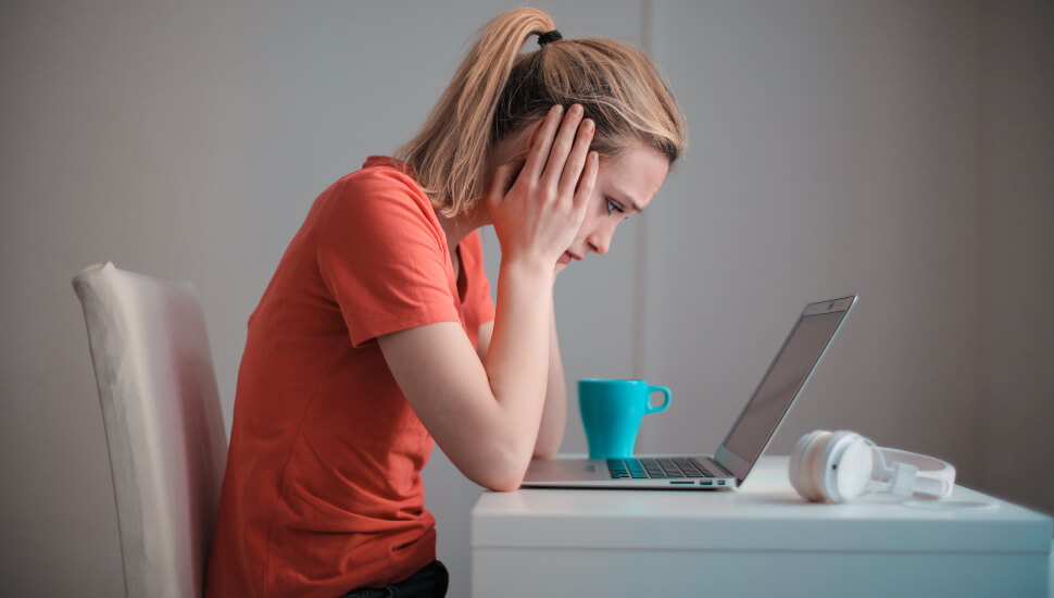 Woman frustrated at work