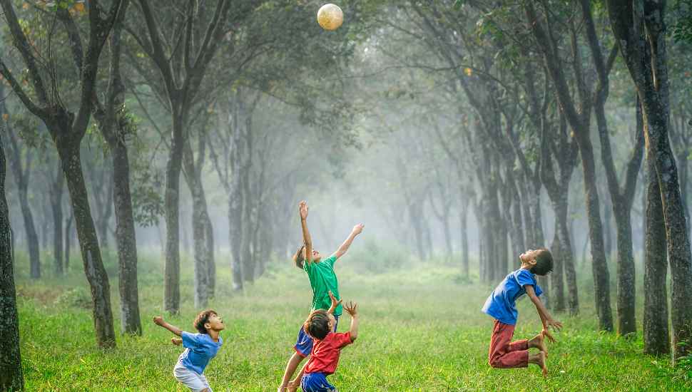 kids and a ball