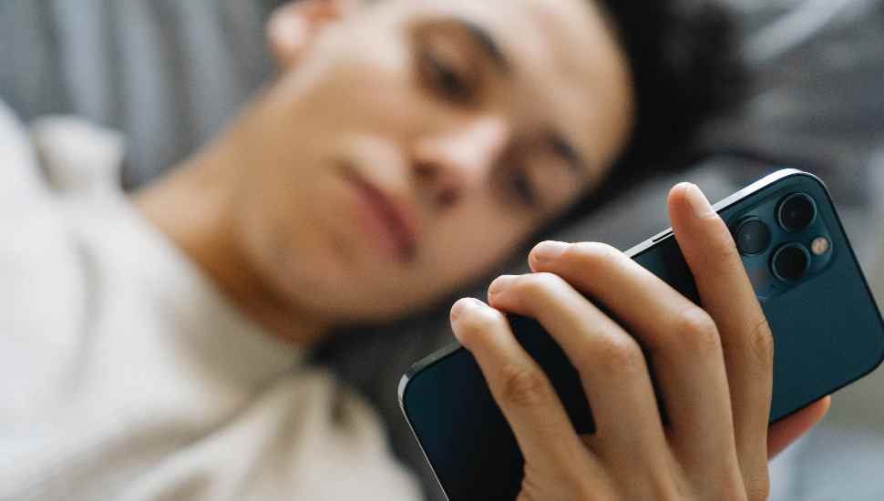 man reading phone
