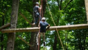 camp staff at ropes course