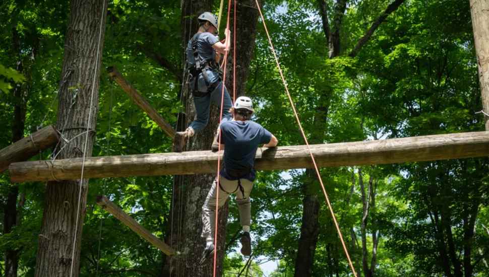 camp staff at ropes course