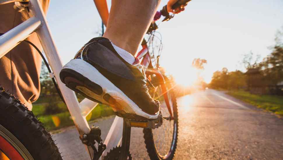 foot on a pedal