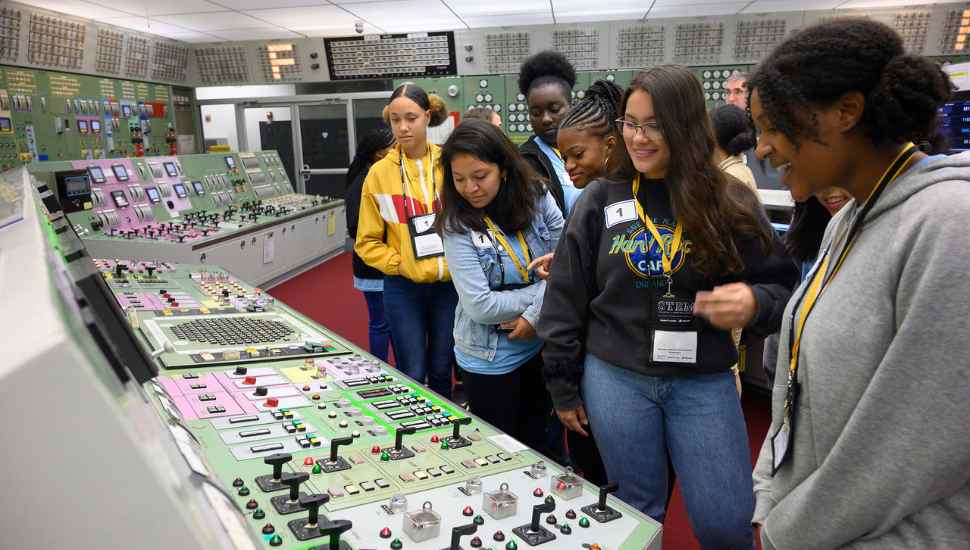 girls in a control room