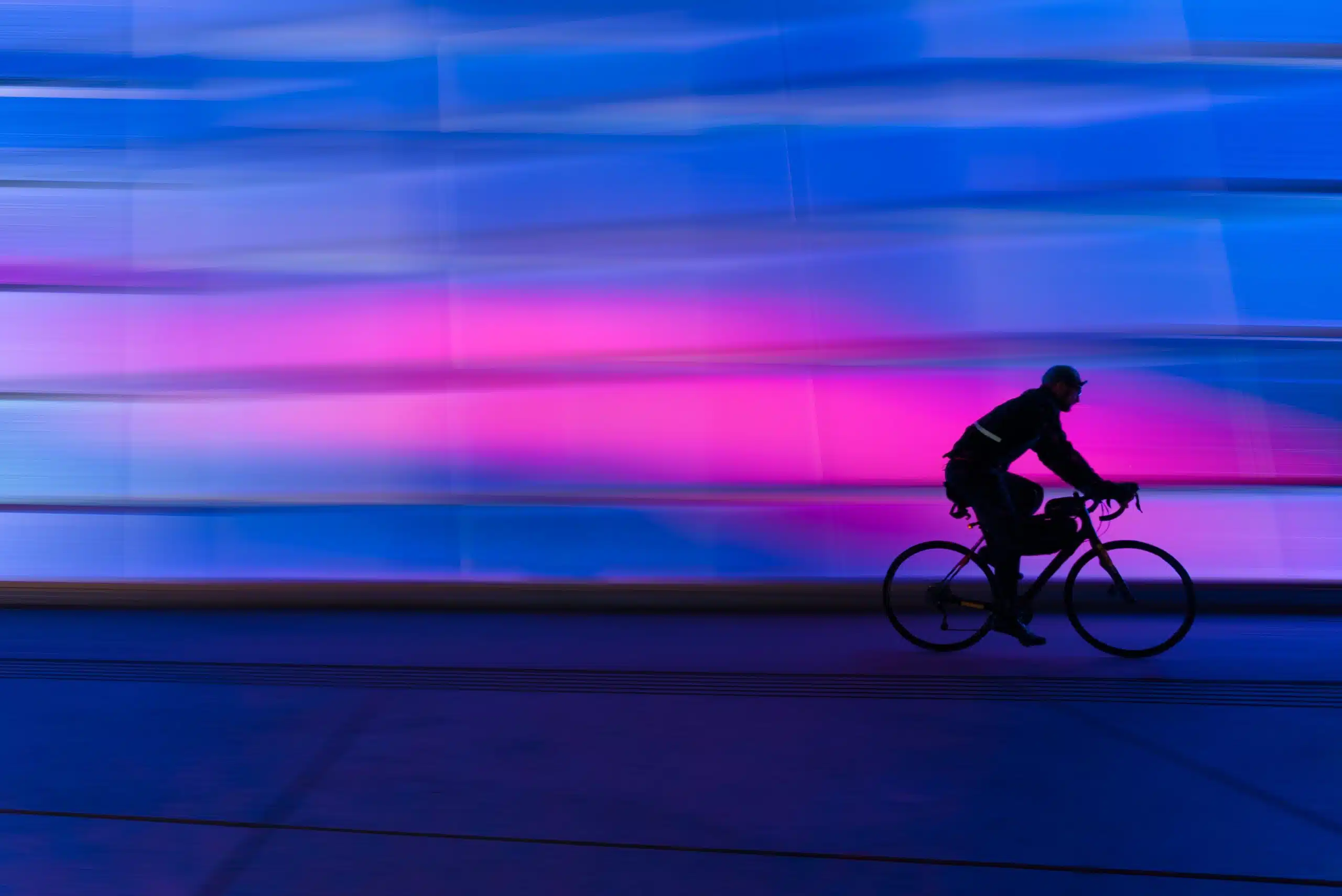 bike aganst neon background