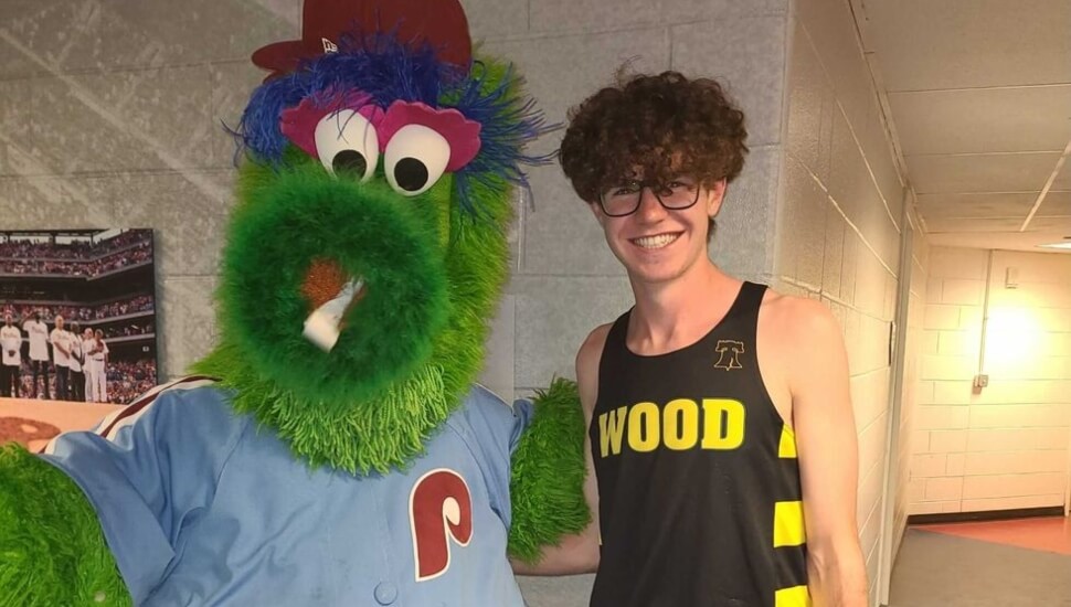 Gary Martin with the Phillie Phanatic