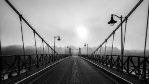 Riegelsville Bridge; early morning fog