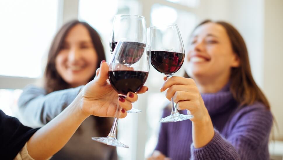 Three Young Women Wine Tasting