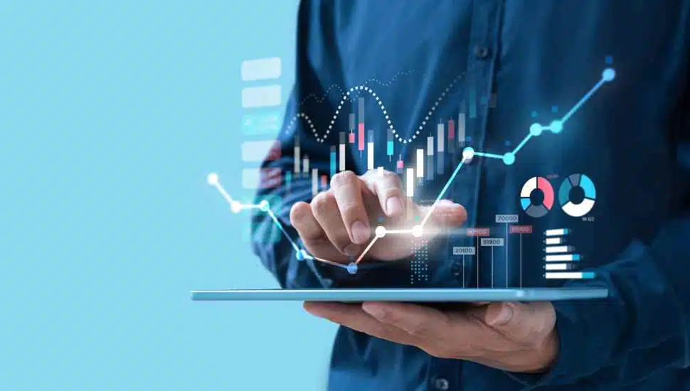 man with tablet business analytics