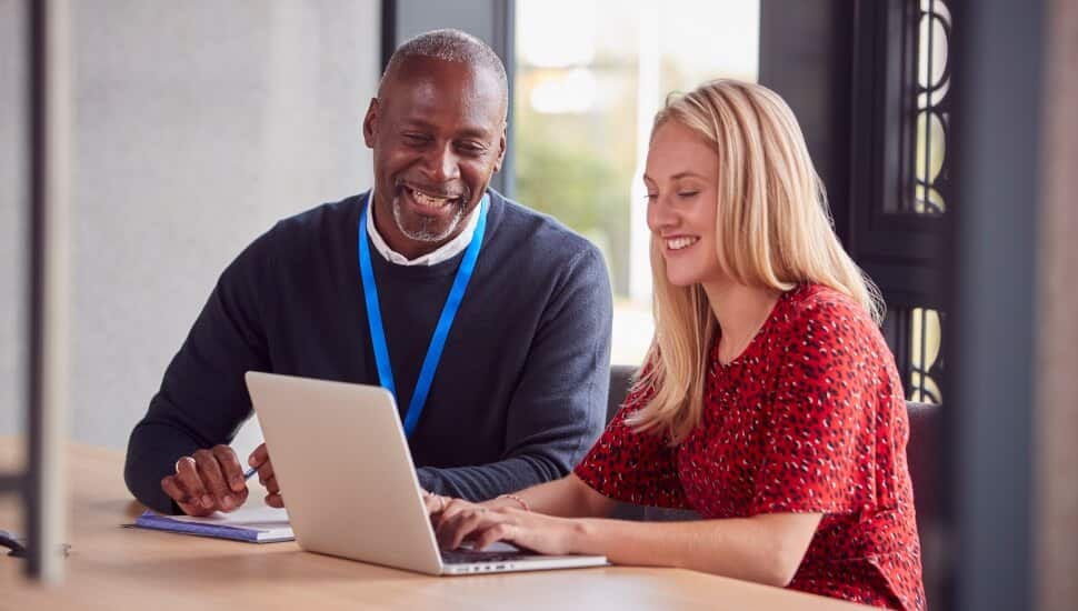 A manager Mentoring a new employee