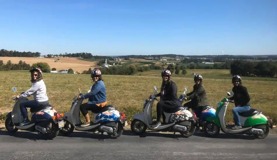 scooters in a line