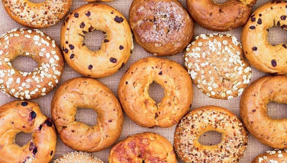 Bagels on a pan