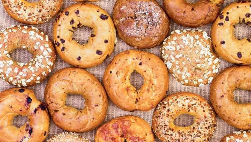 Bagels on a pan