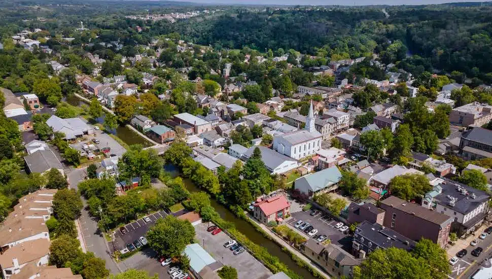 An aerial view of Lambertville