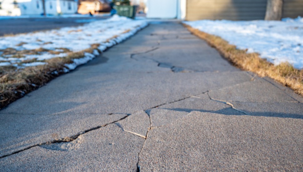 damaged concrete slabs caused by soil structure heave