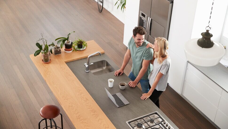 Couple in their upscale kitchen